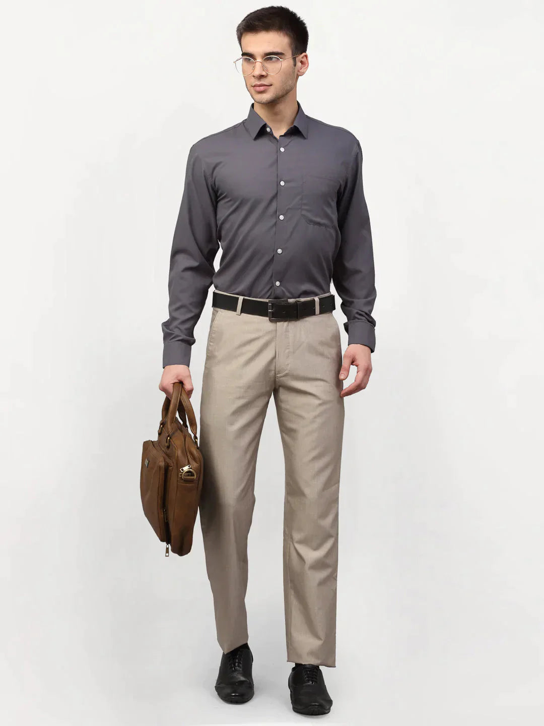 Men's Grey Solid Formal Shirts - Taantav