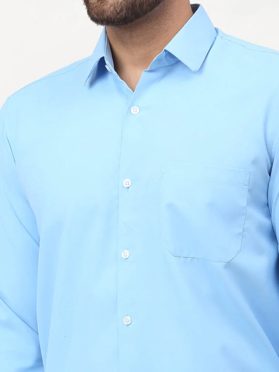 Men's Blue Solid Formal Shirts - Taantav