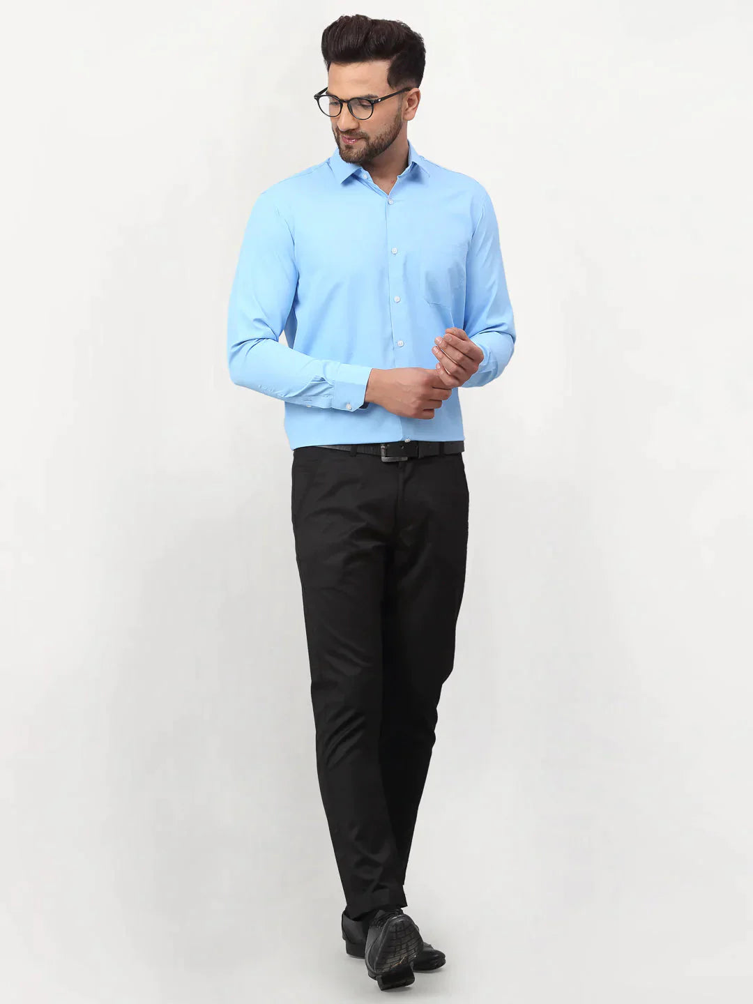 Men's Blue Solid Formal Shirts - Taantav