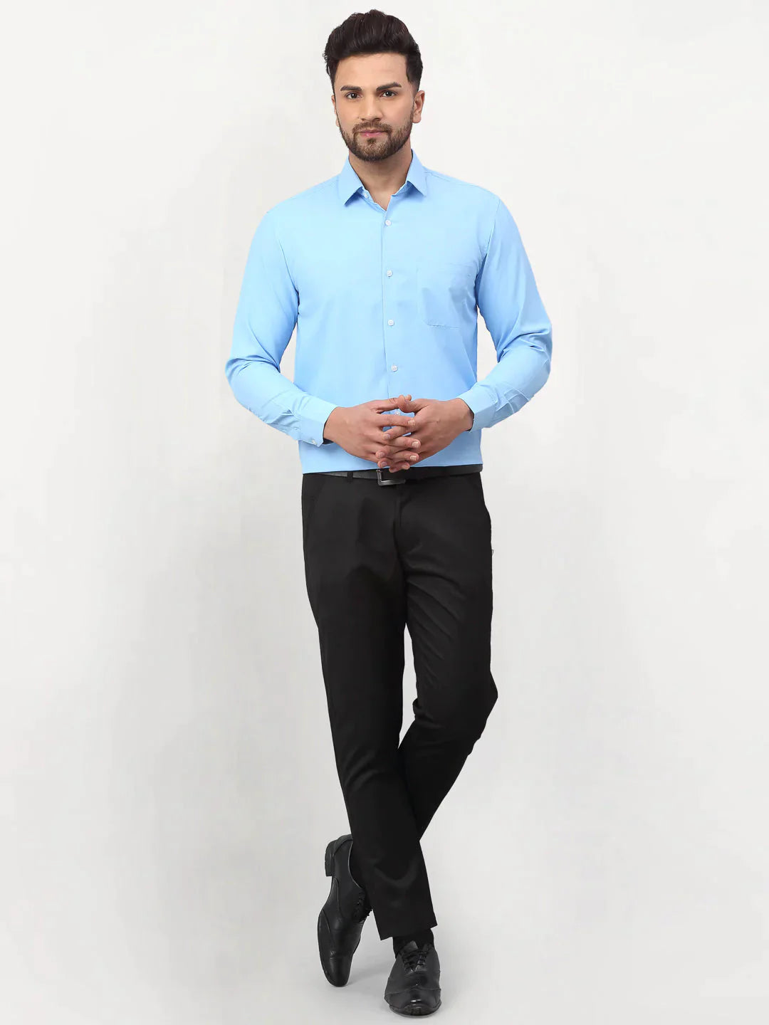 Men's Blue Solid Formal Shirts - Taantav