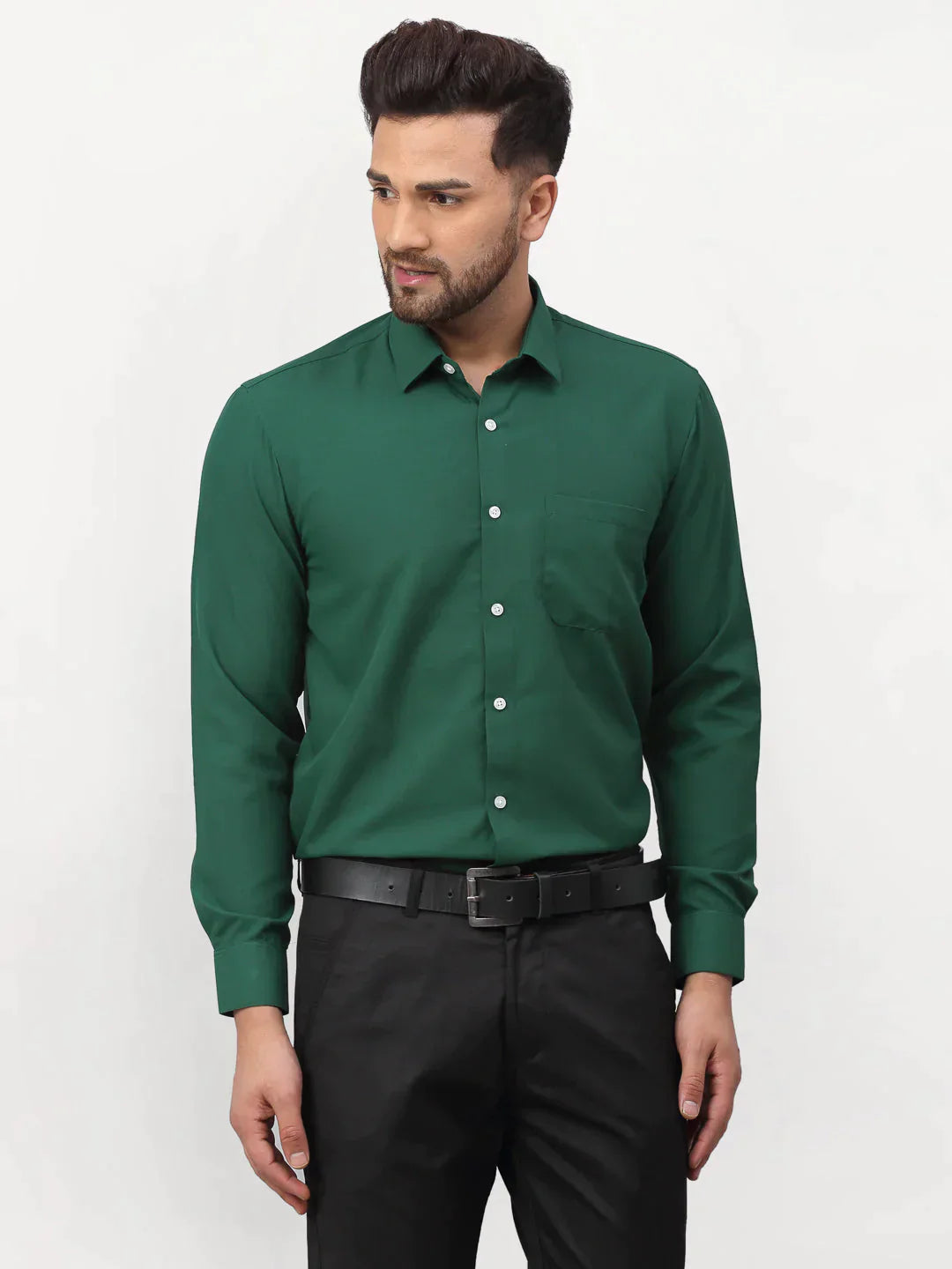 Men's Olive Solid Formal Shirts - Taantav