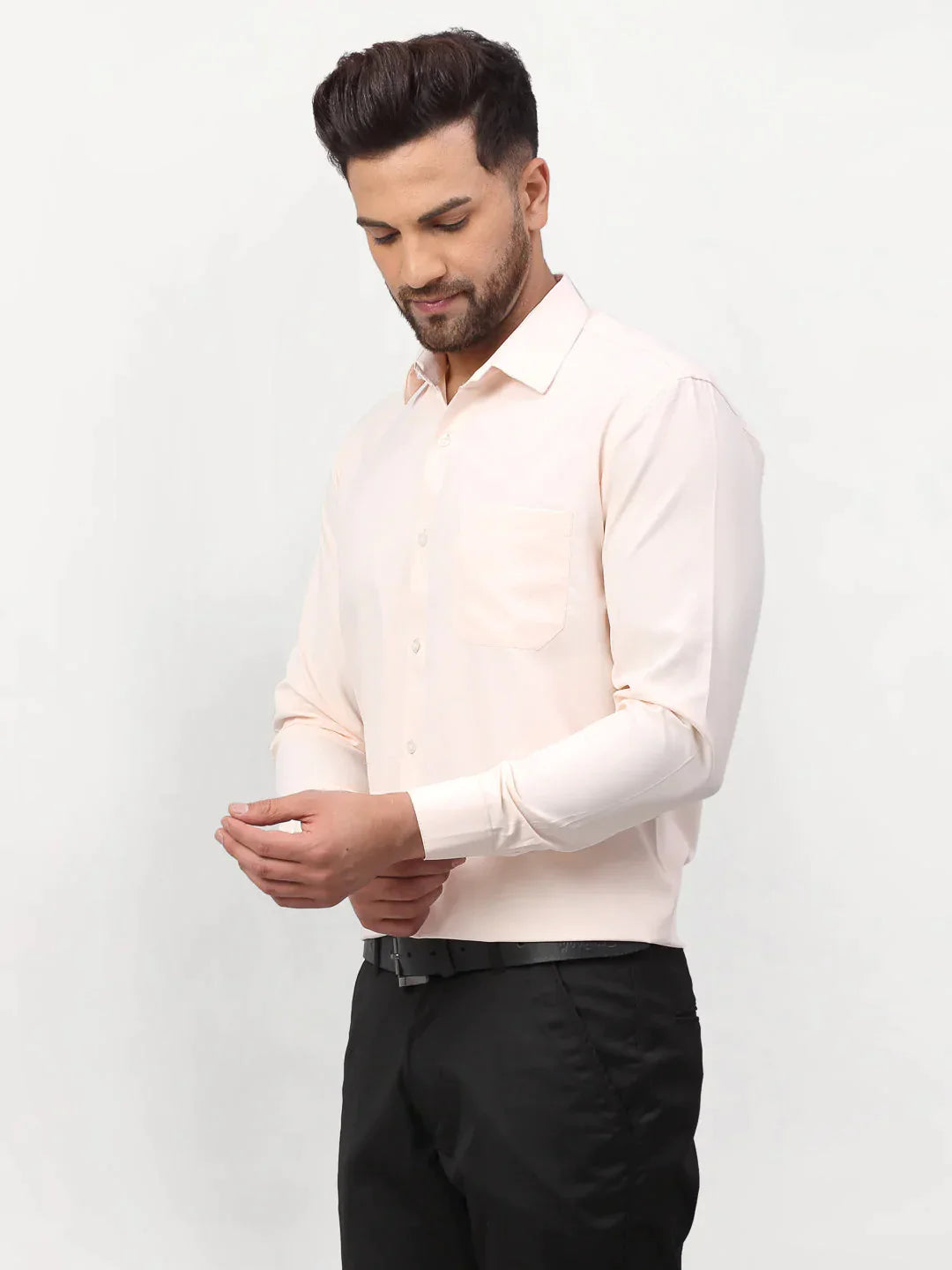 Men's Peach Solid Formal Shirts - Taantav