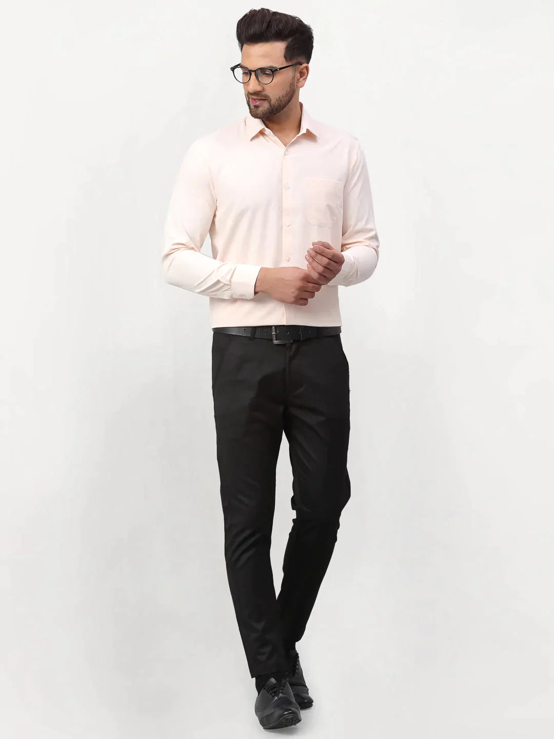 Men's Peach Solid Formal Shirts - Taantav