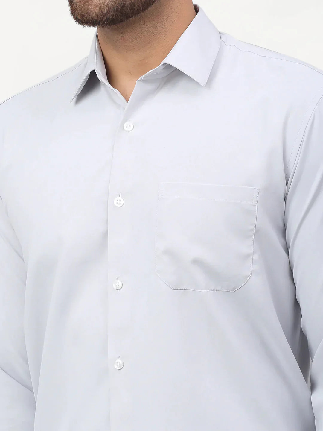 Men's Silver Solid Formal Shirts - Taantav