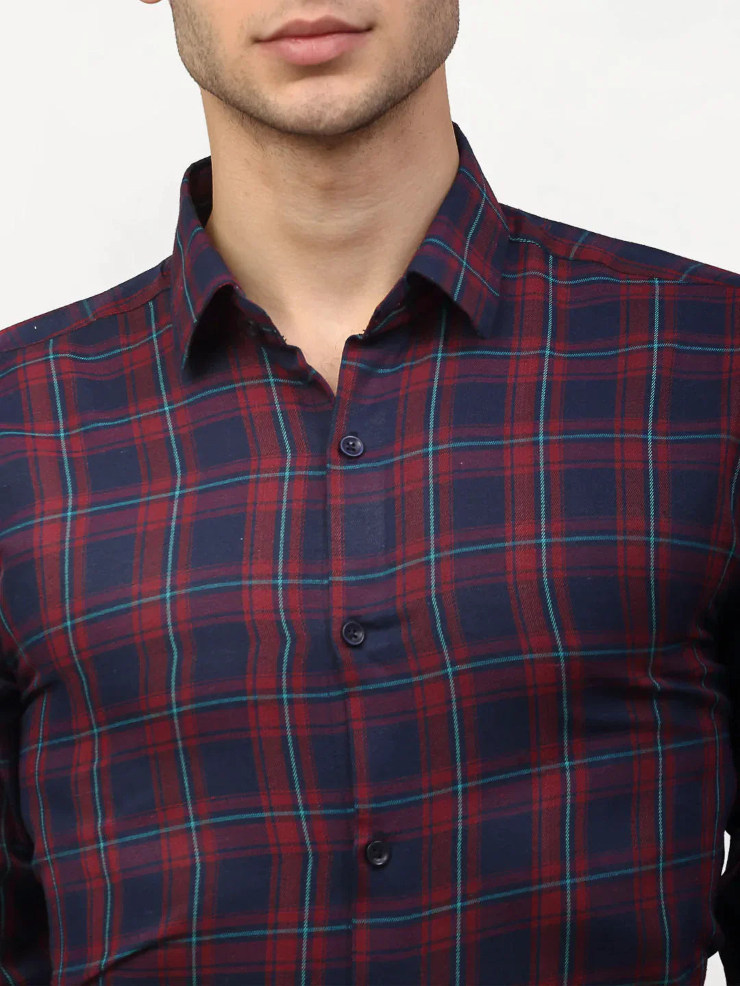 Men's Red Checked Formal Shirts - Taantav