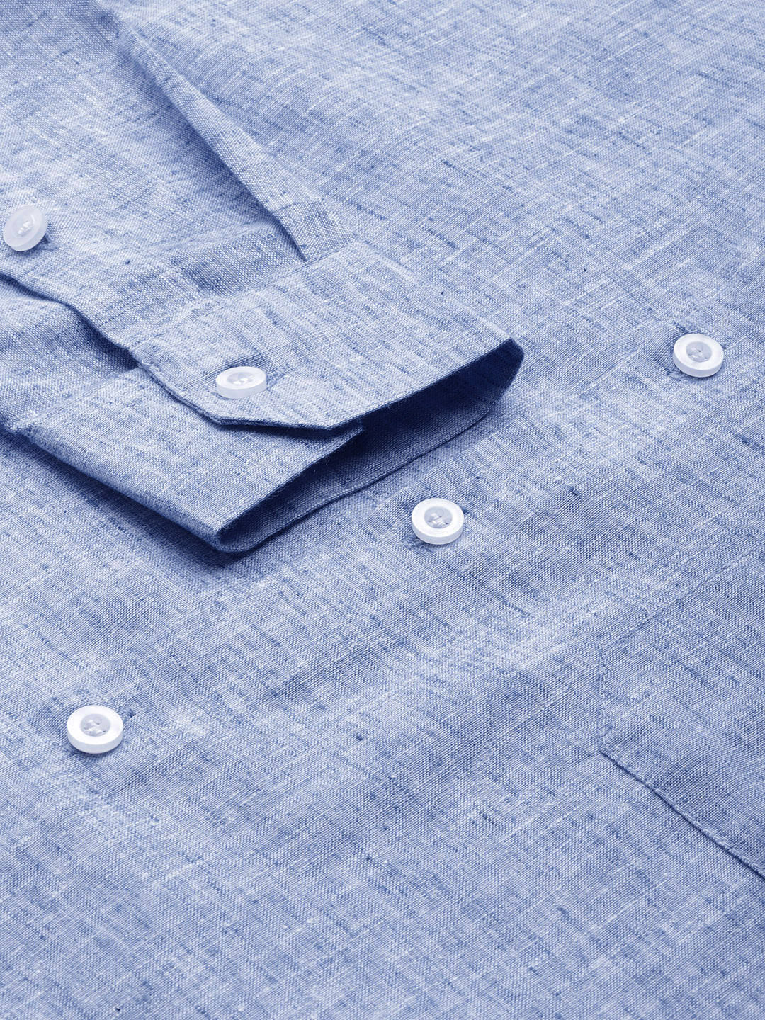 Men's Blue Solid Cotton Formal Shirt - Taantav