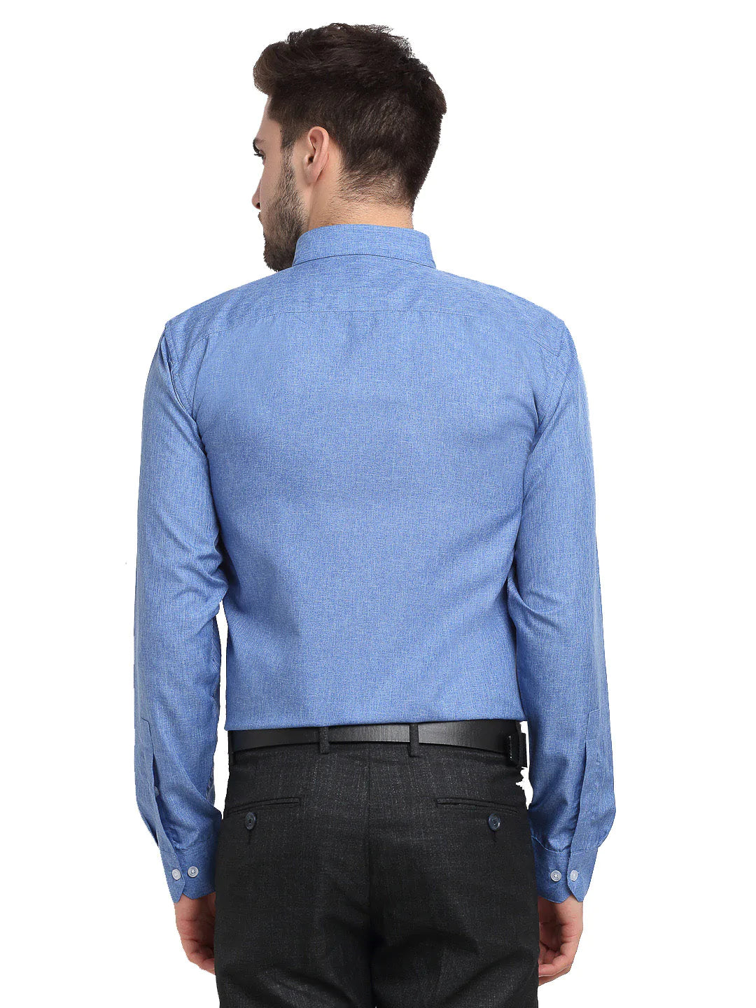 Men's Blue Button Down Collar Cotton Formal Shirt - Taantav