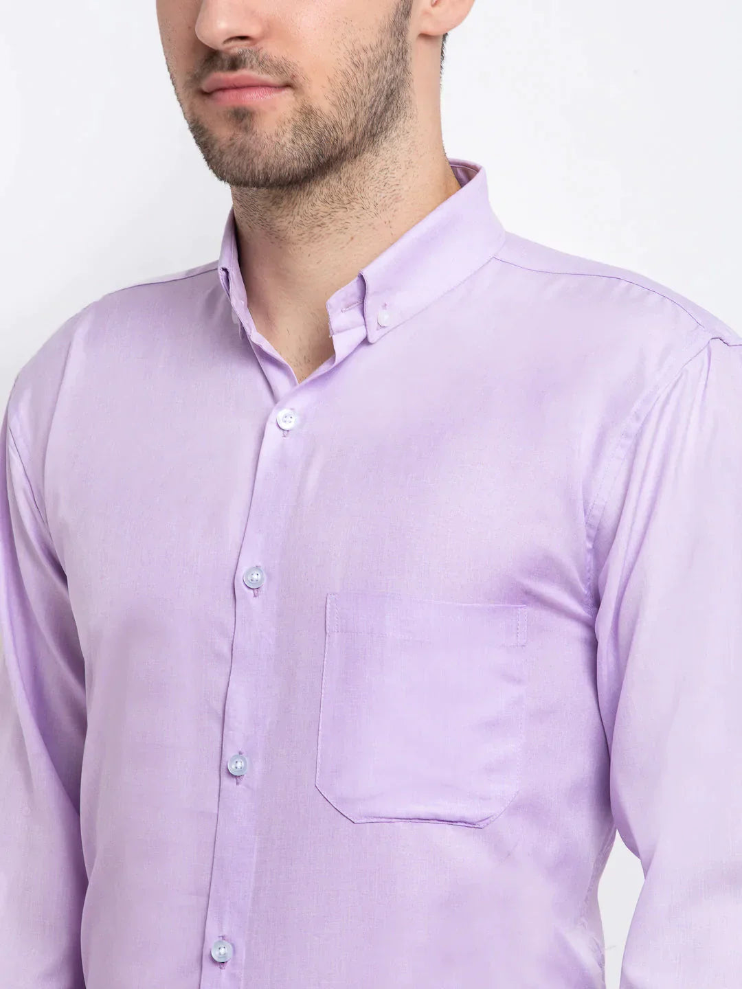 Men's Purple Button Down Collar Cotton Formal Shirt - Taantav