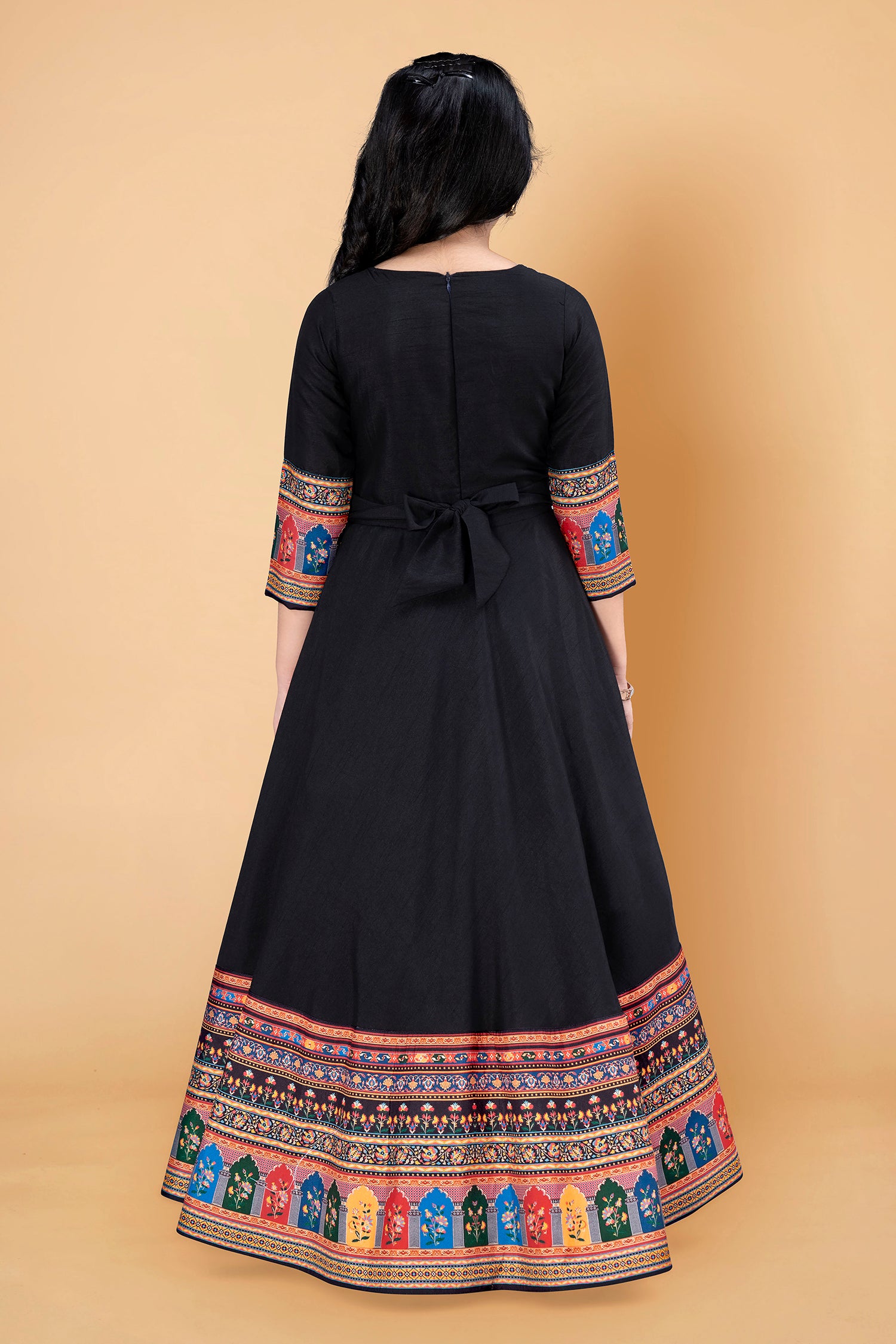 Girl's Crepe Silk Maxi Length Digital Printed Dress - Fashion Dream