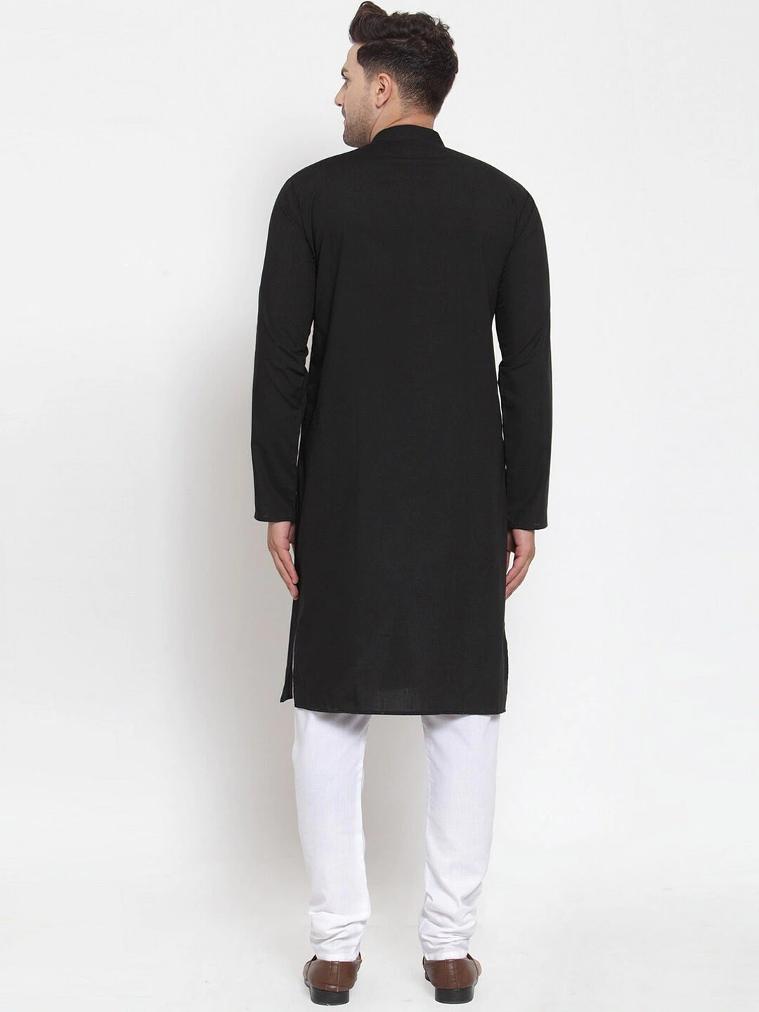 Men's Black Cotton Solid Kurta Pyjama Sets ( Jokp 611 Black )