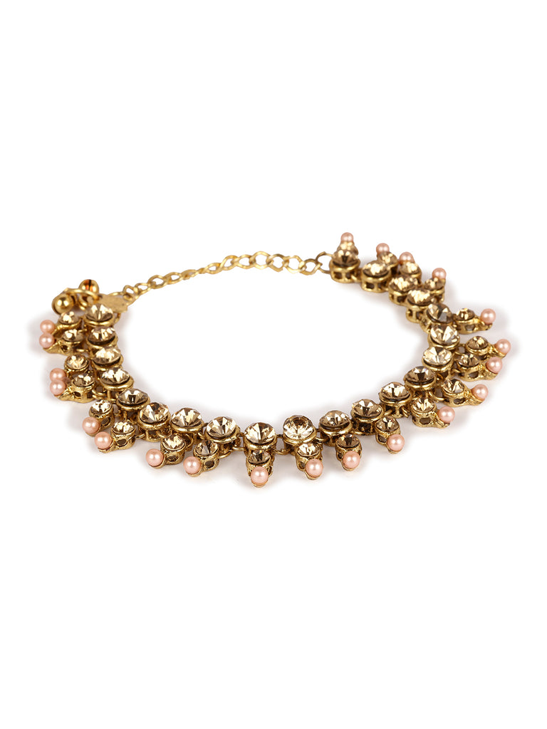 Women's/Girls Gold Plated Designer Kundan Anklet for Bridals