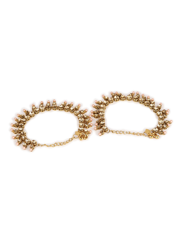 Women's/Girls Gold Plated Designer Kundan Anklet for Bridals