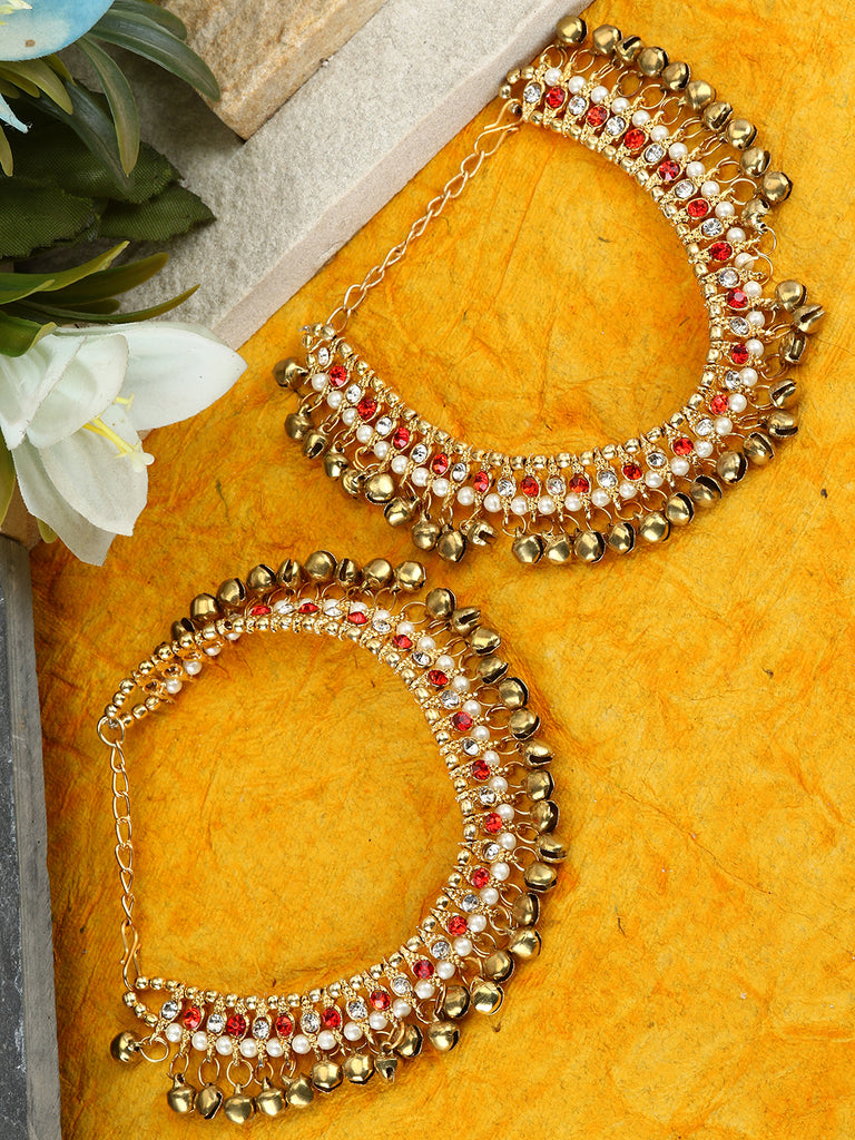 Women's/Girls Gold Plated Designer Kundan Anklet for Bridals