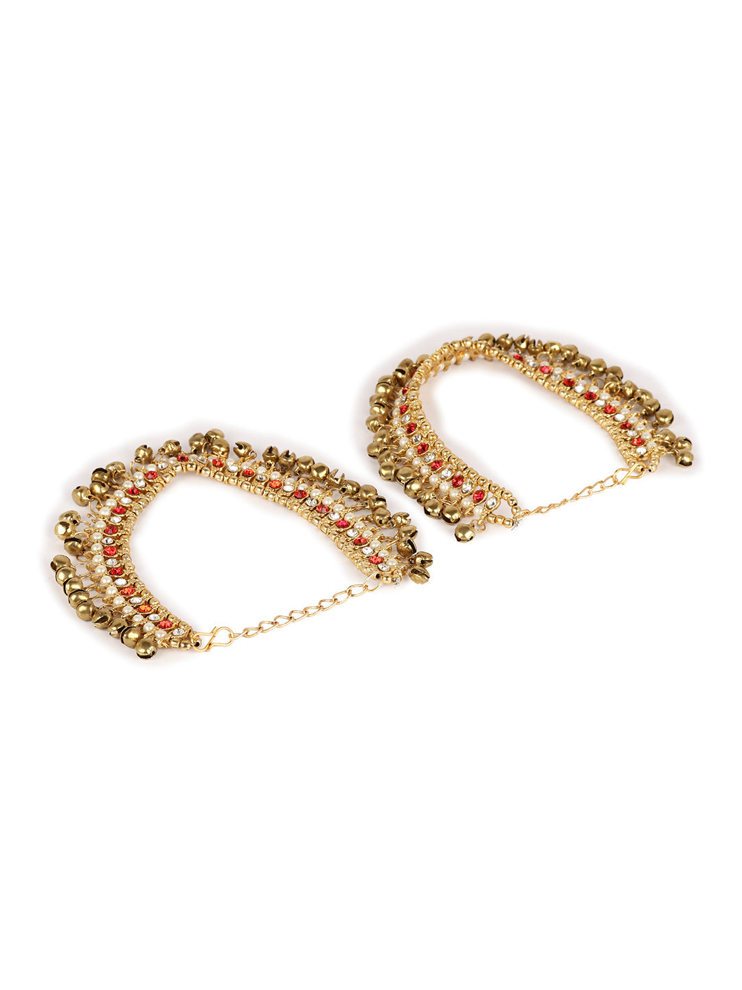 Women's/Girls Gold Plated Designer Kundan Anklet for Bridals