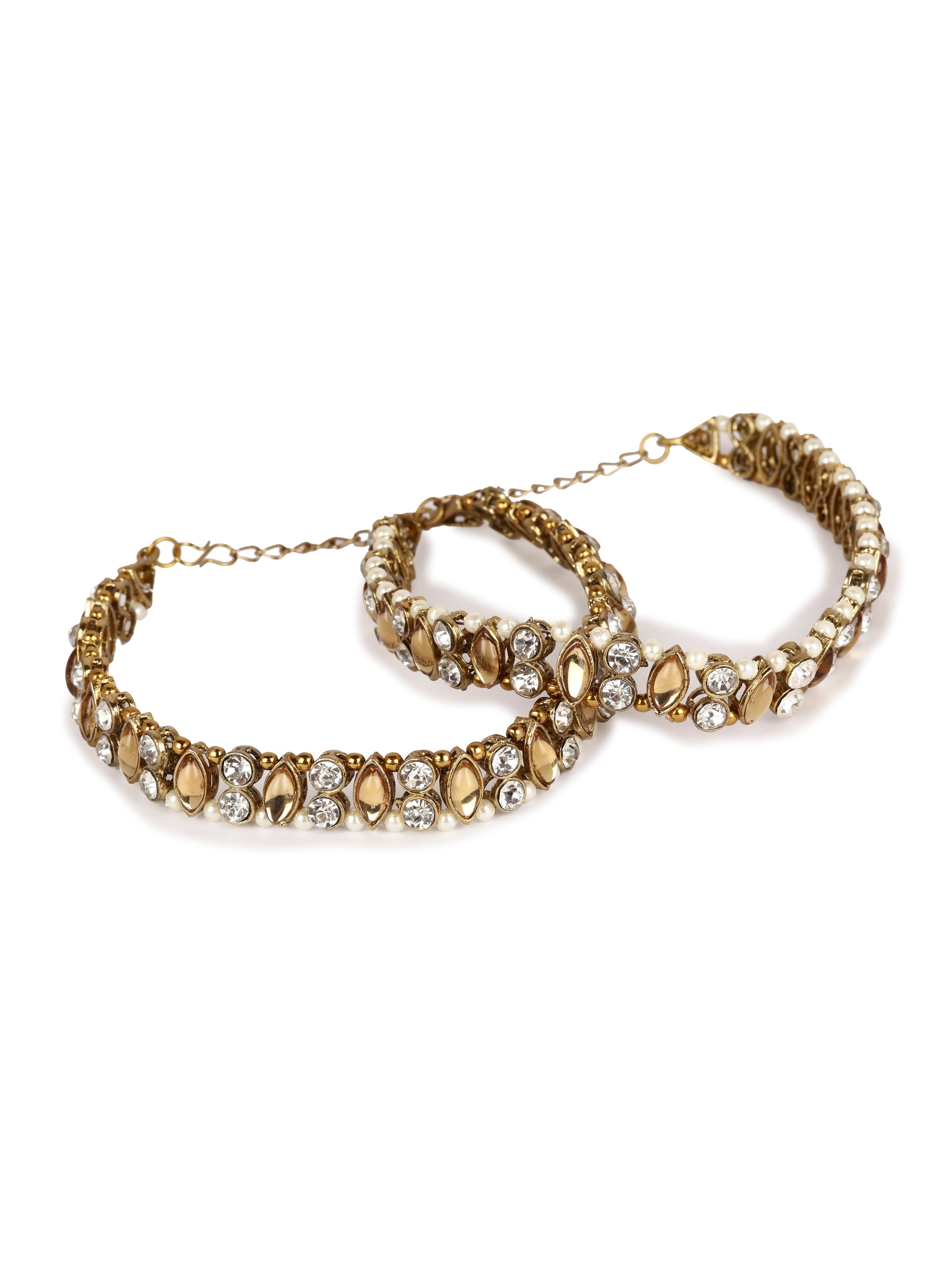 Women's/Girls Gold Plated Designer Kundan Anklet for Bridals