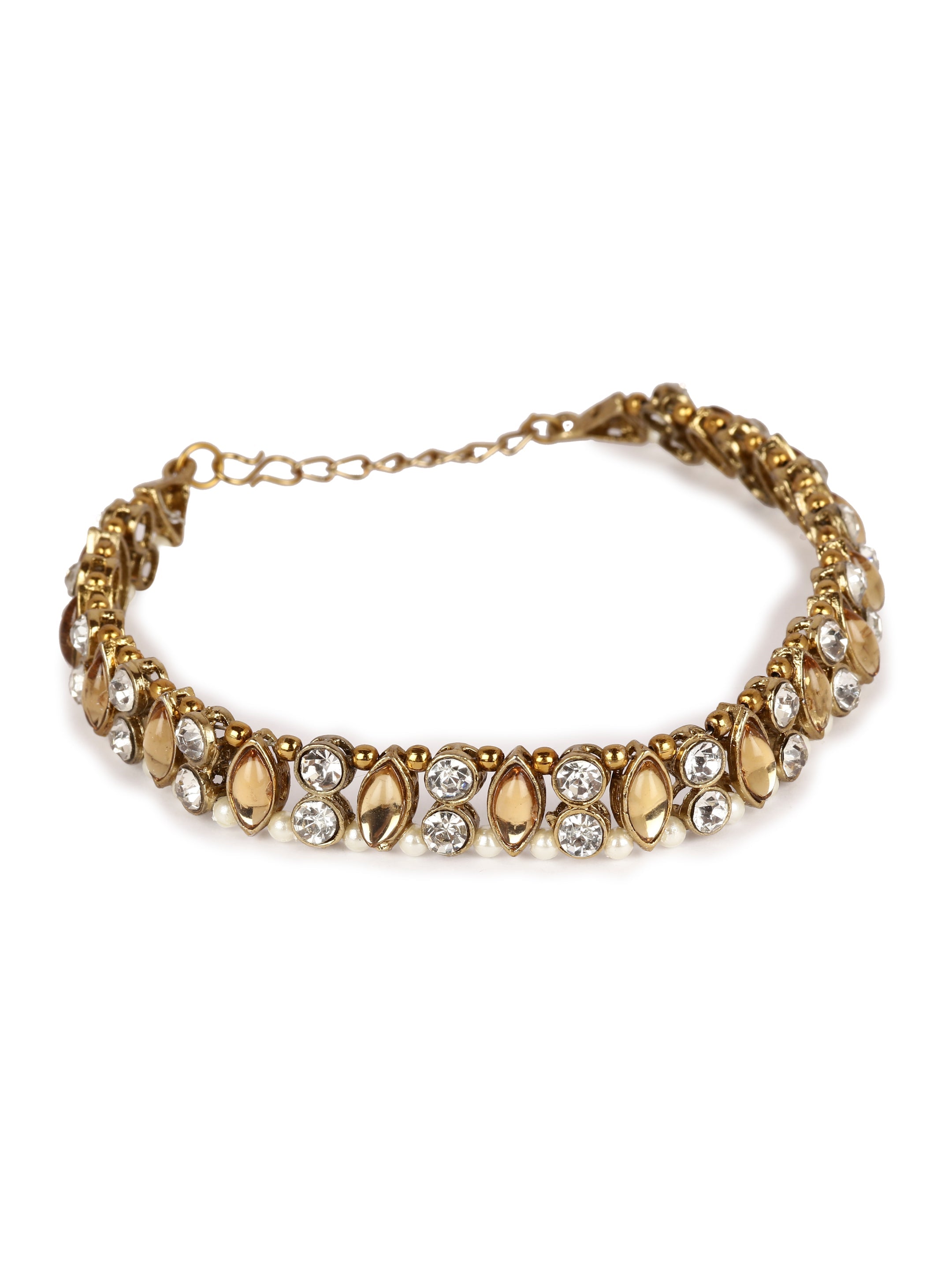 Women's/Girls Gold Plated Designer Kundan Anklet for Bridals