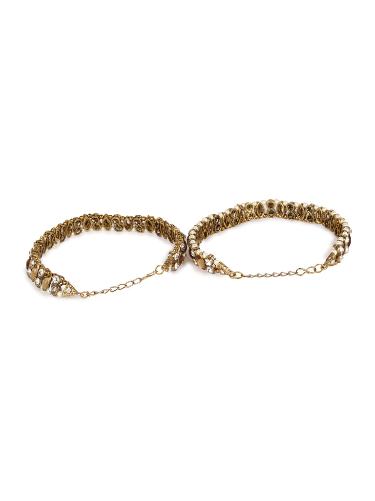 Women's/Girls Gold Plated Designer Kundan Anklet for Bridals