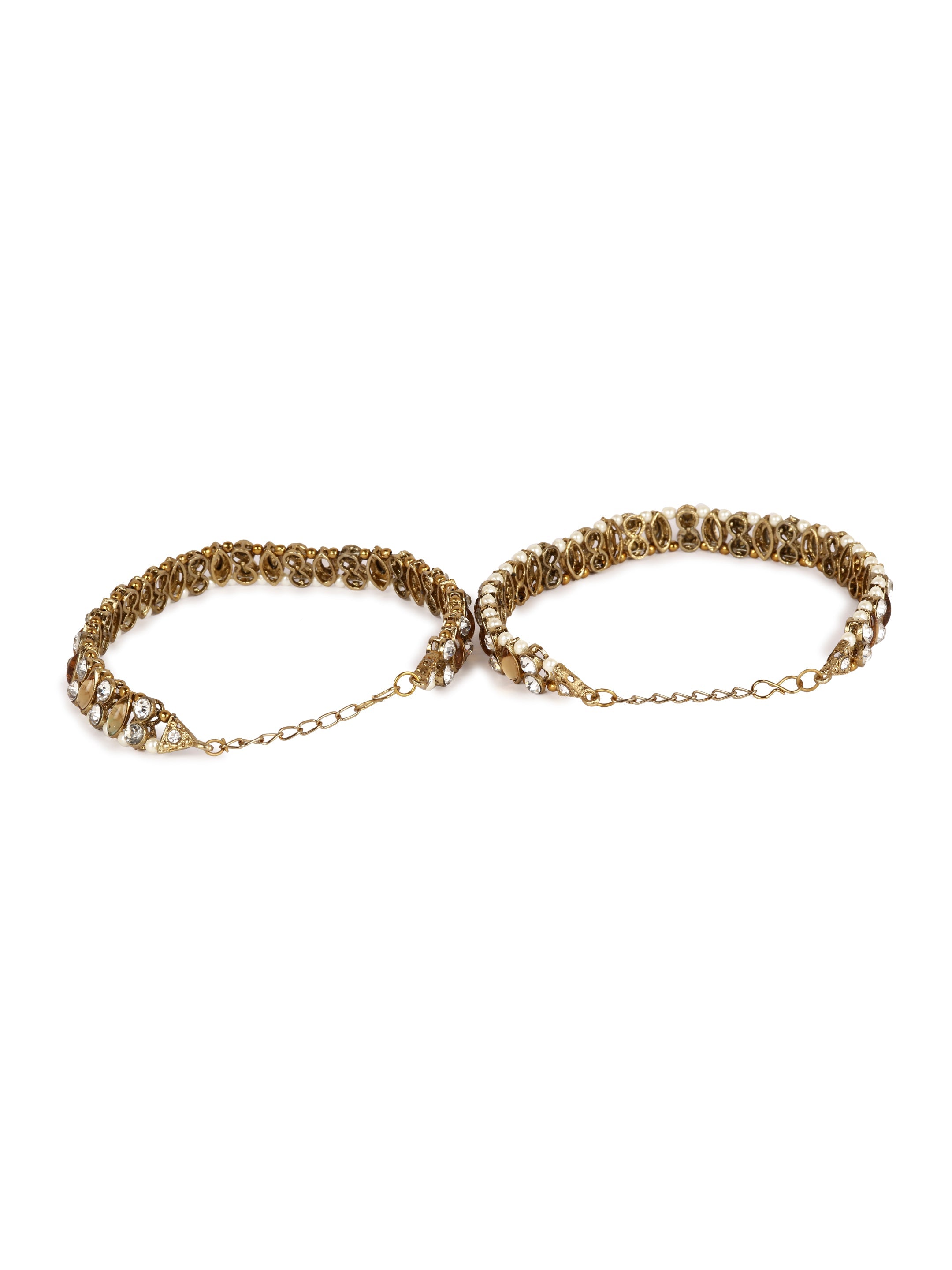 Women's/Girls Gold Plated Designer Kundan Anklet for Bridals