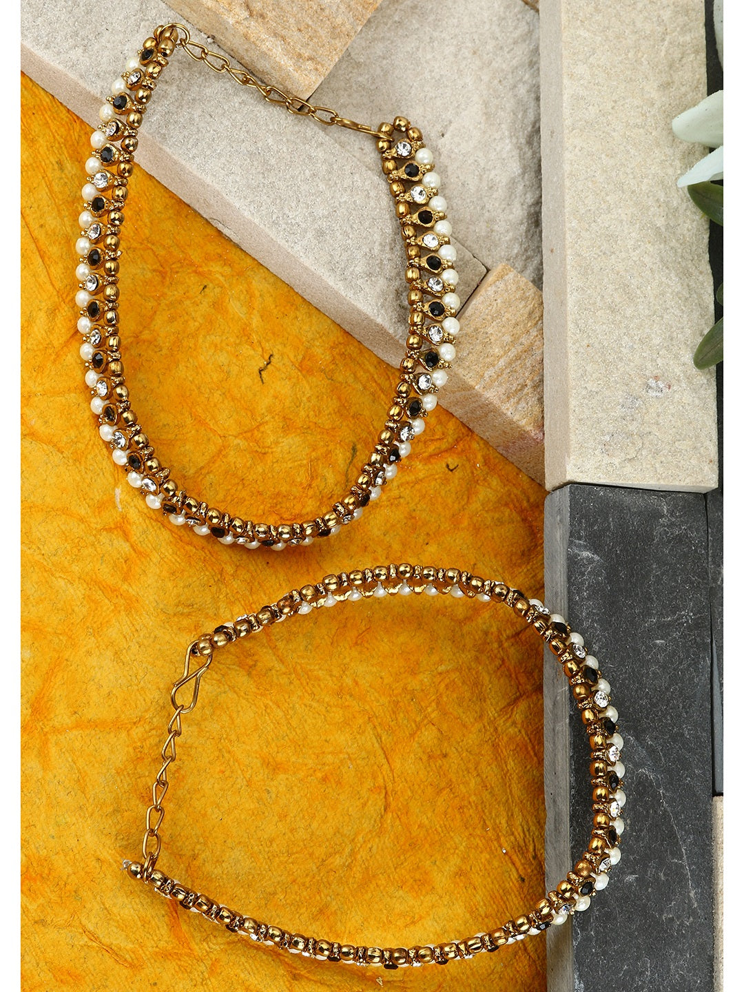 Women's/Girls Gold Plated Designer Kundan Anklet for Bridals