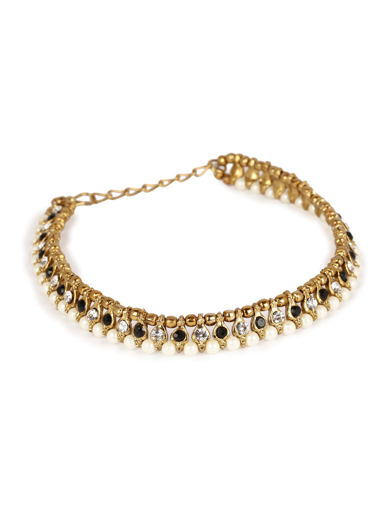 Women's/Girls Gold Plated Designer Kundan Anklet for Bridals