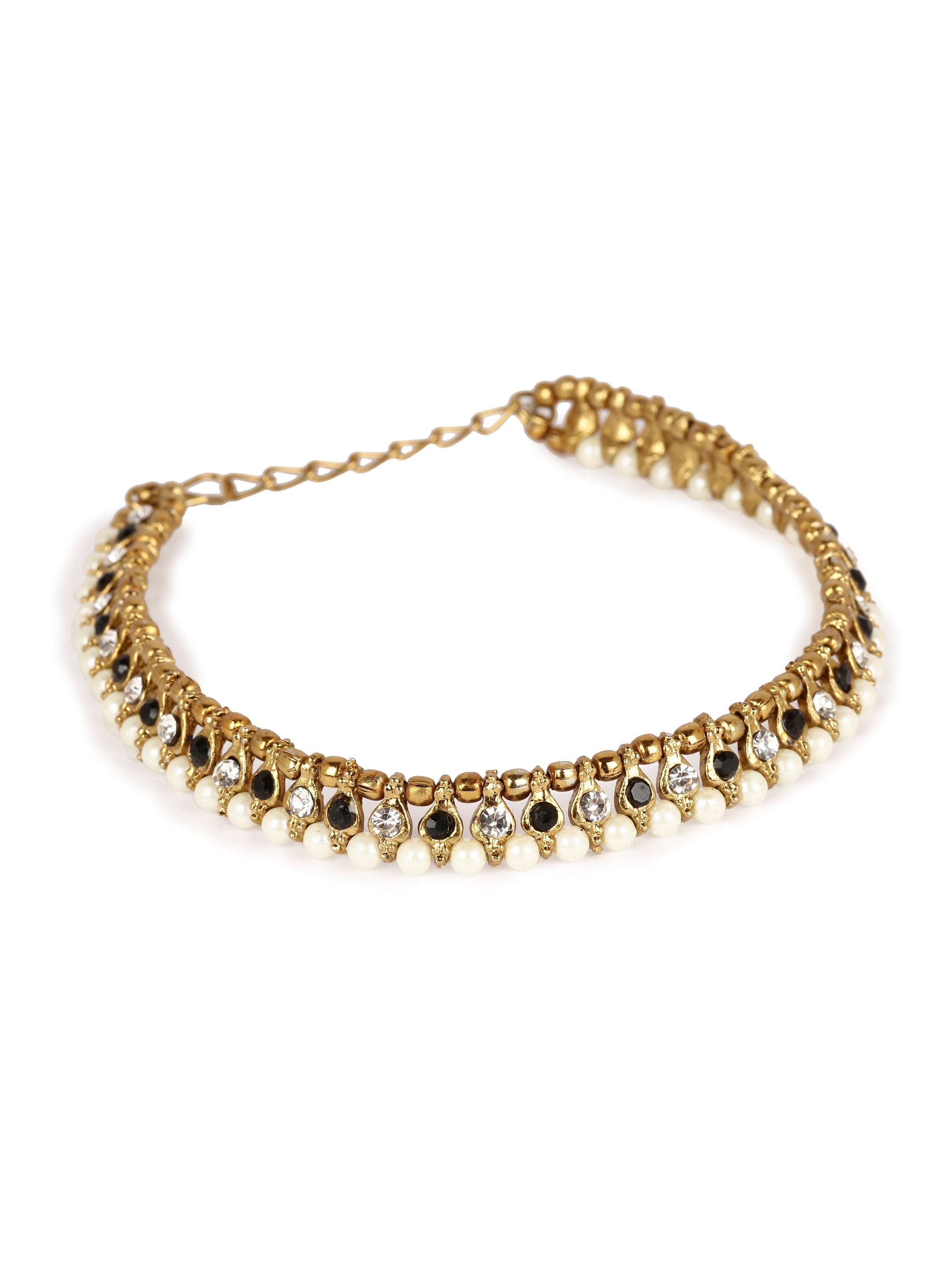 Women's/Girls Gold Plated Designer Kundan Anklet for Bridals