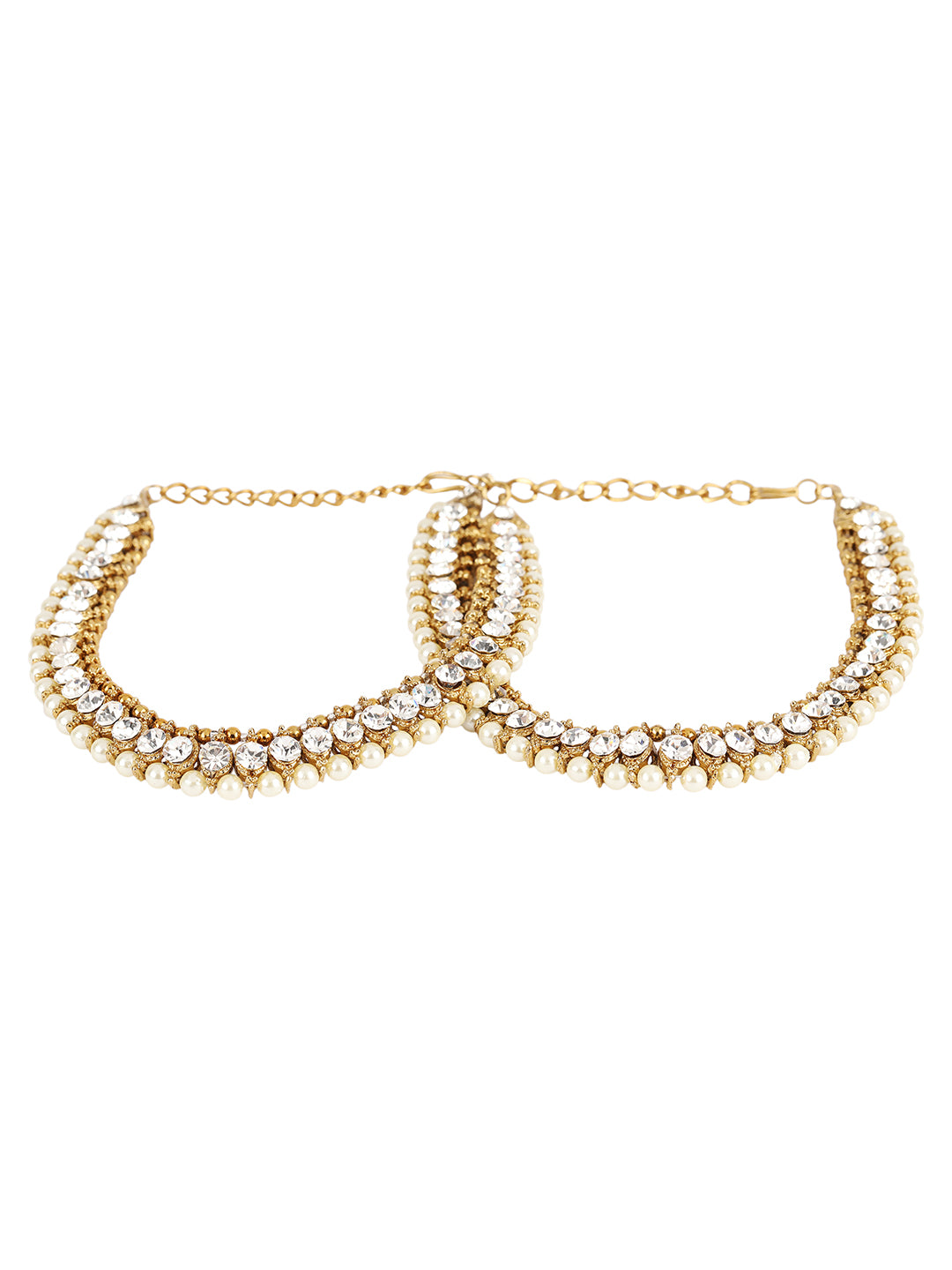 Women's Traditional Gold Plated Kundan Pearl Bridal Wear Anklet - Anikas Creation