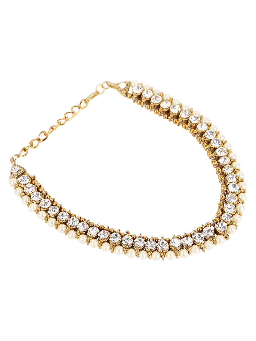 Women's Traditional Gold Plated Kundan Pearl Bridal Wear Anklet - Anikas Creation