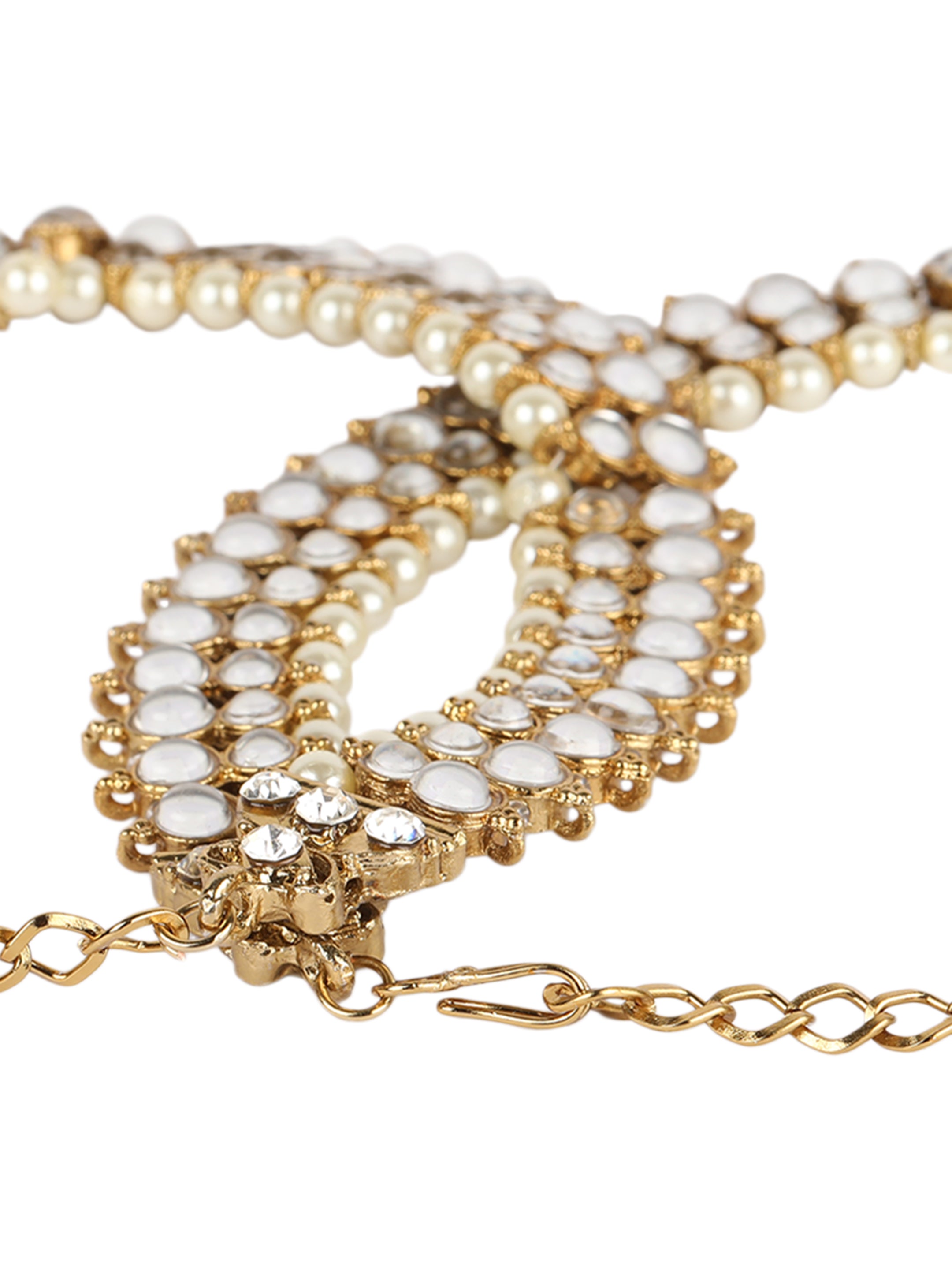 Women's Traditional Gold Plated Kundan Pearl Bridal Wear Anklet
