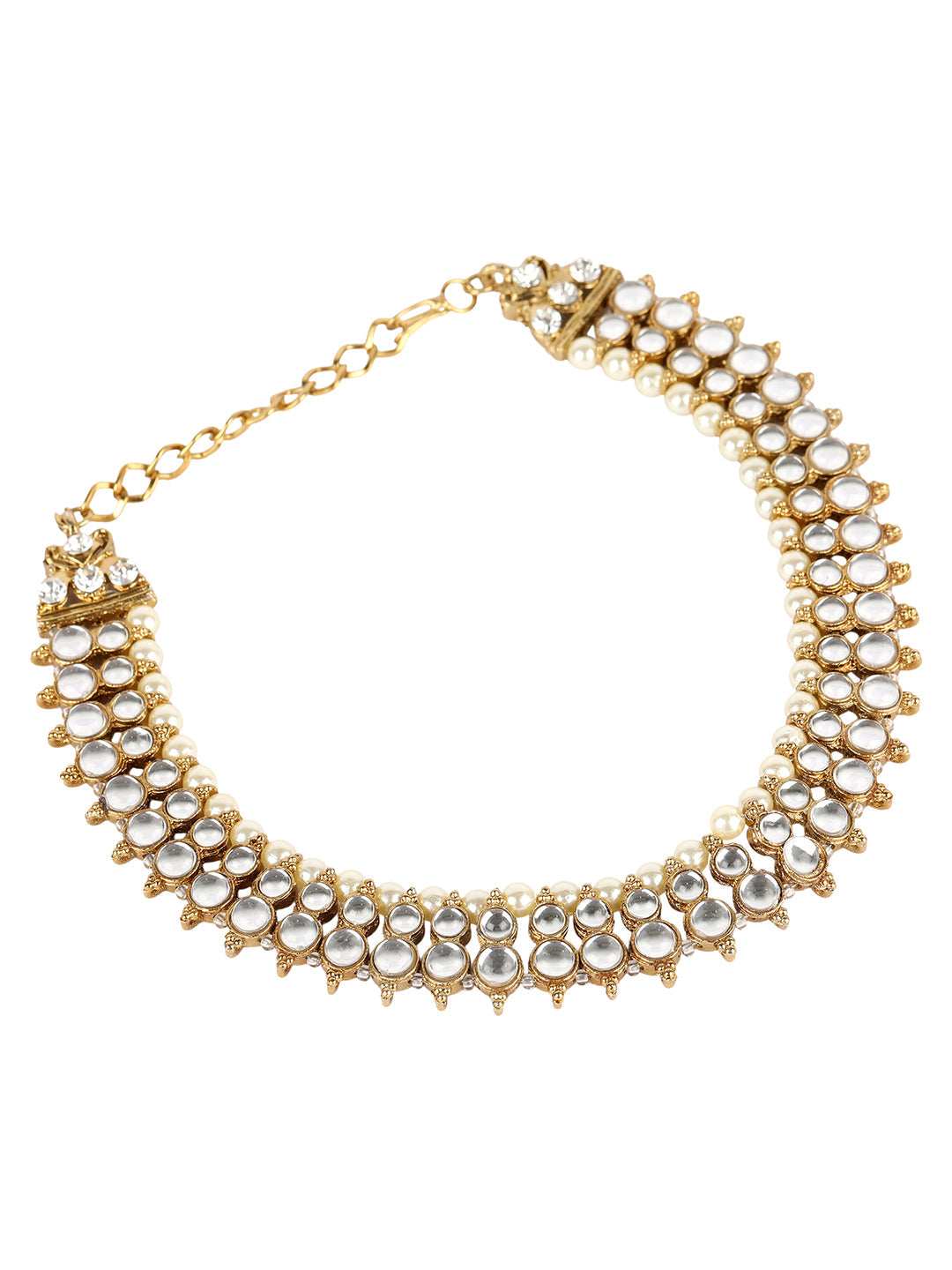 Women's Traditional Gold Plated Kundan Pearl Bridal Wear Anklet