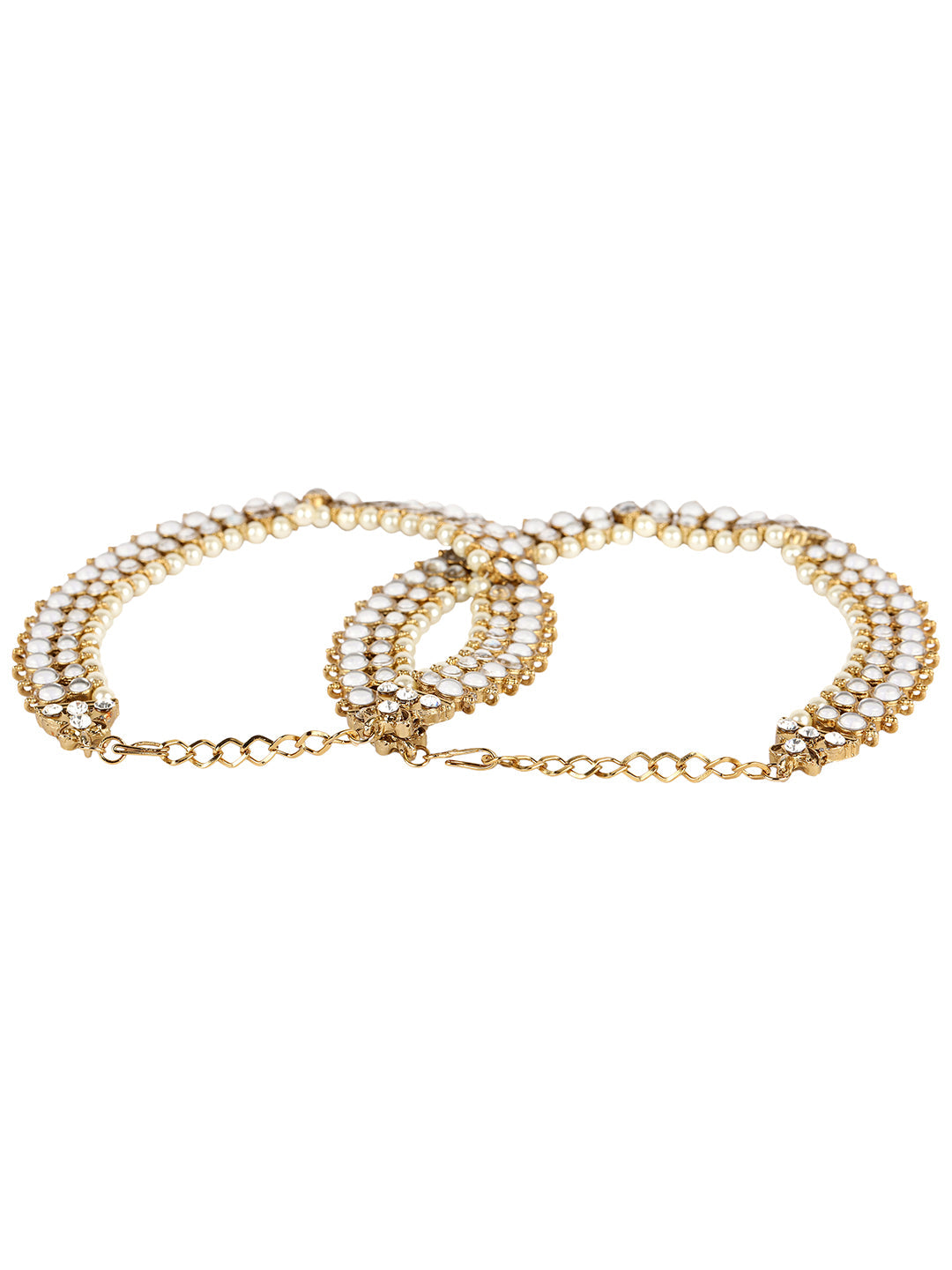 Women's Traditional Gold Plated Kundan Pearl Bridal Wear Anklet