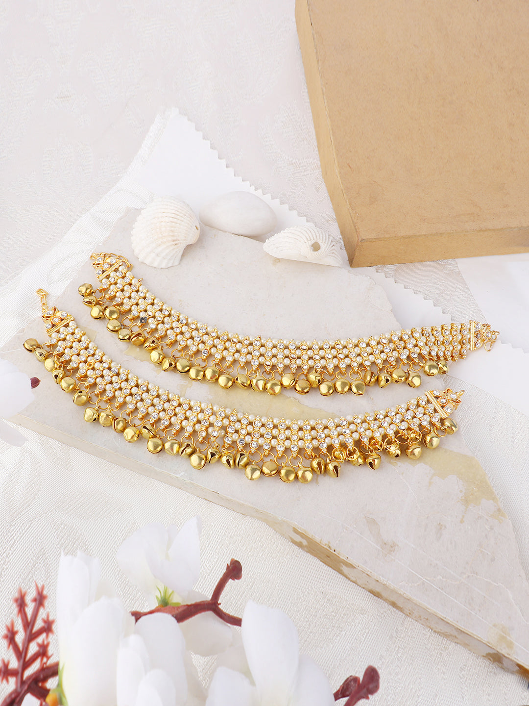 Women's Gold Plated Traditional Ghungroo Anklet/ Payal For Bridals - Anikas Creation