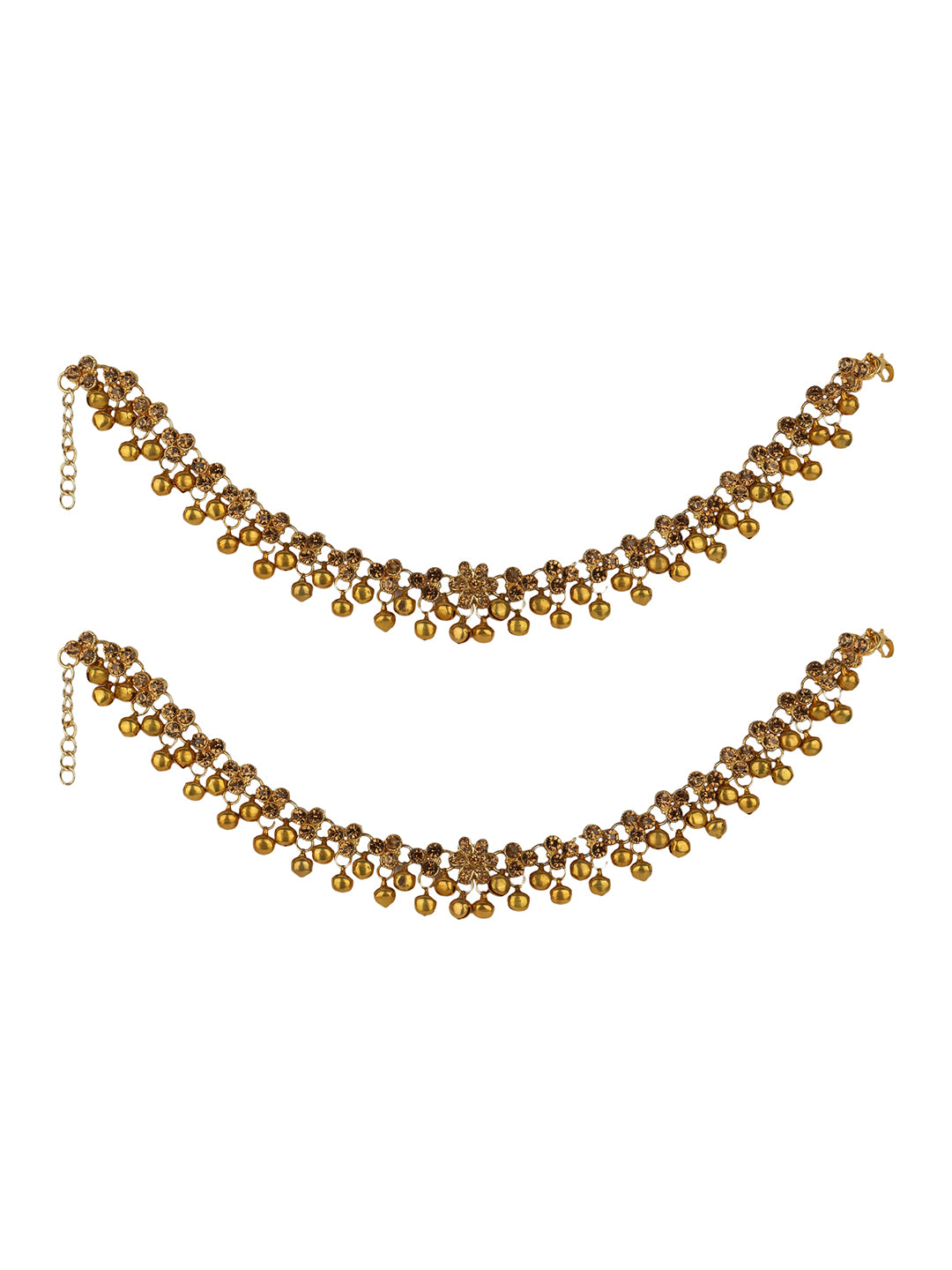 Women's Gold Plated Traditional Briday Kundan And Stone Studded Anklet/Payal - Anikas Creation