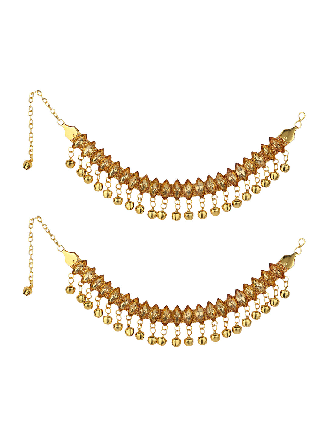 Women's Gold Plated Traditional Briday Kundan And Stone Studded Anklet/Payal - Anikas Creation