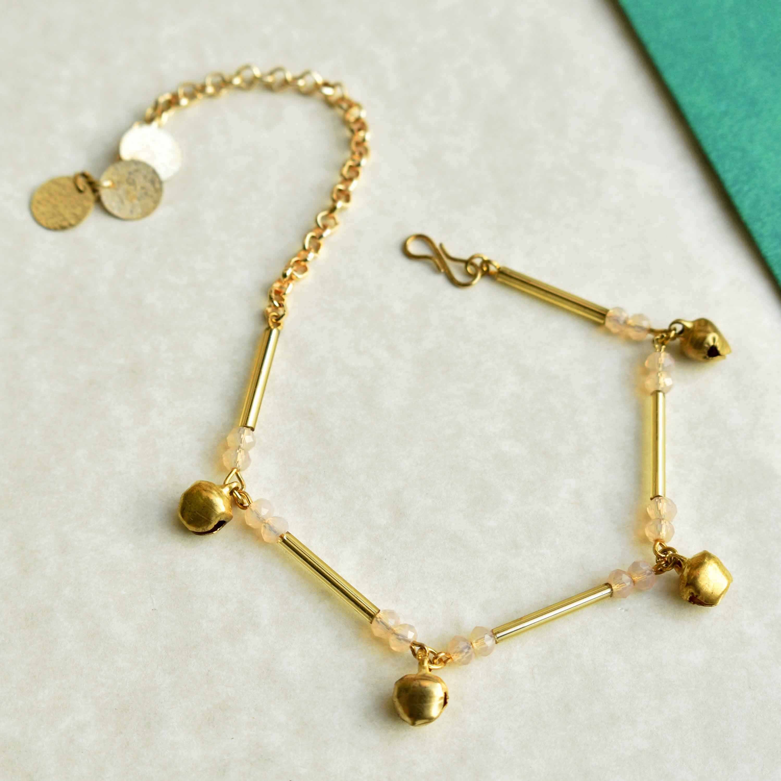 Women's GOLDEN GLASS TUBE ANKLET