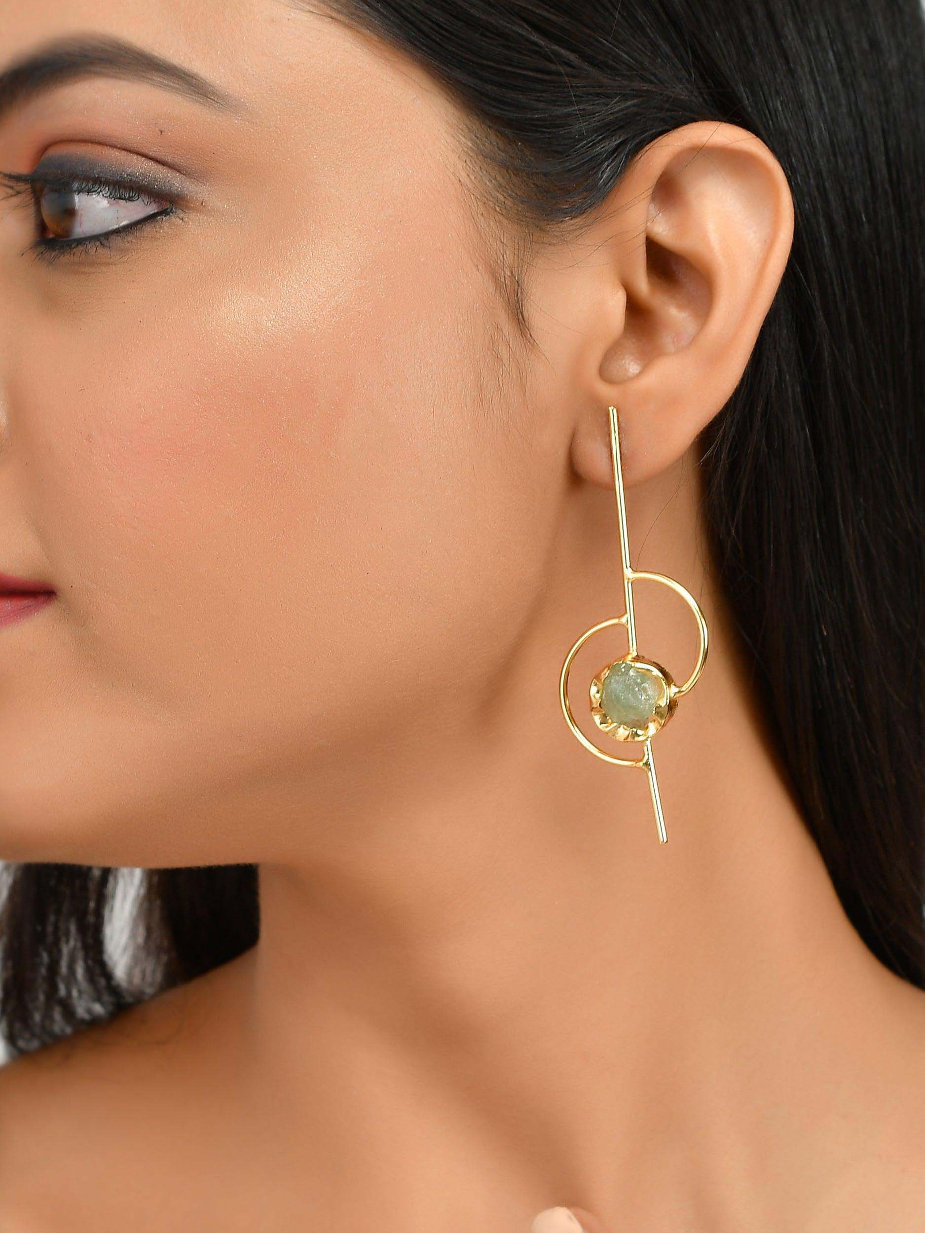 Women's Asymmetric Stone Studded Earring
