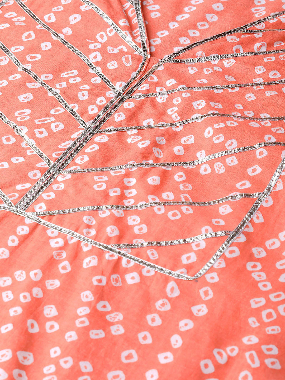 Women's Orange & White Printed Straight Kurta