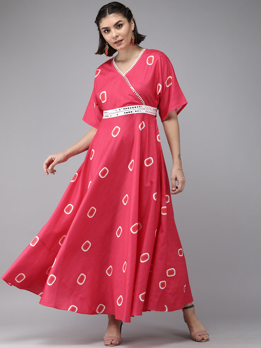 Women's Pink Floral Print Maxi Dress - Bhama Couture