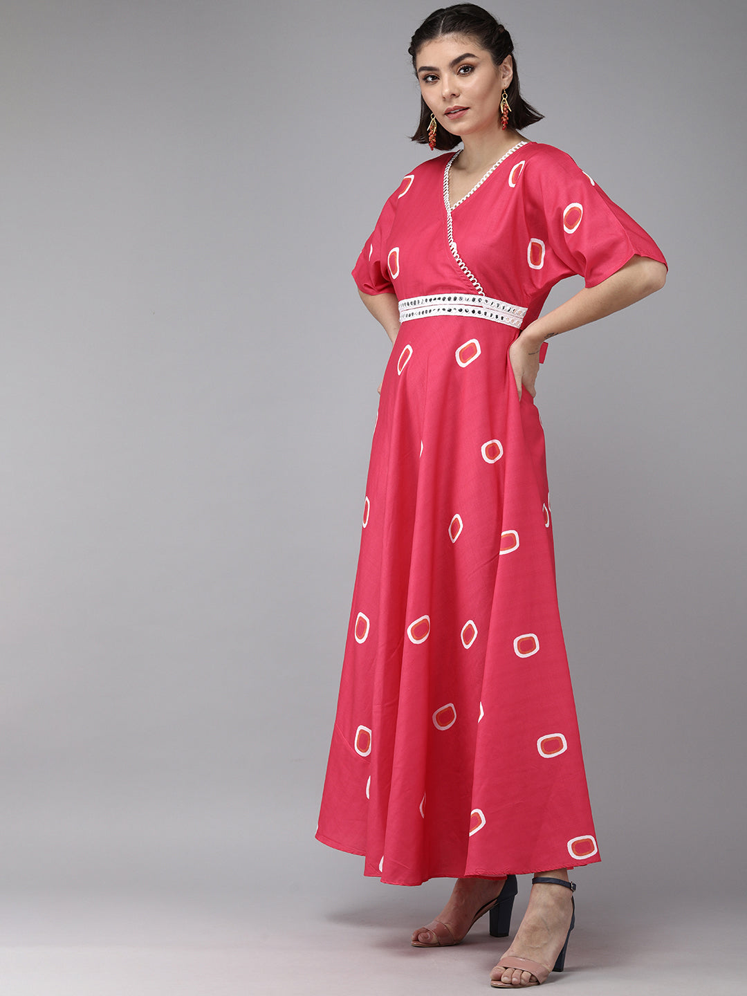 Women's Pink Floral Print Maxi Dress - Bhama Couture