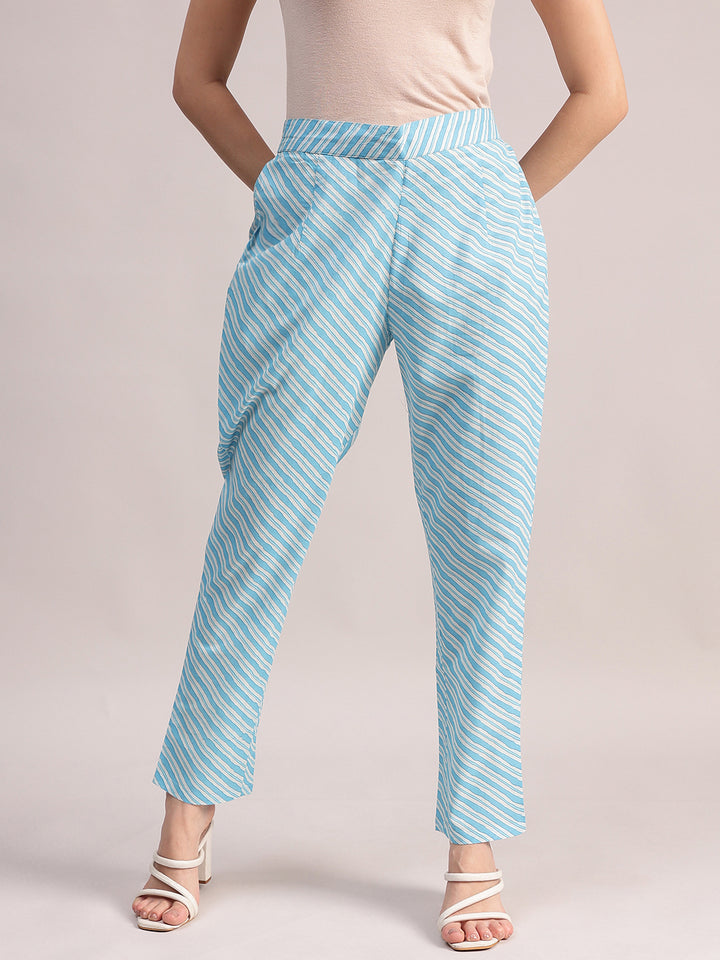 Women's Sky Blue Cotton A-Line Kurta Sets