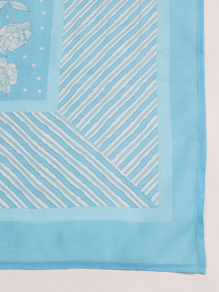 Women's Sky Blue Cotton A-Line Kurta Sets