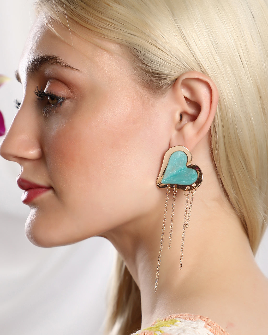 Women's Sky Blue Plated Earrings - Sohi