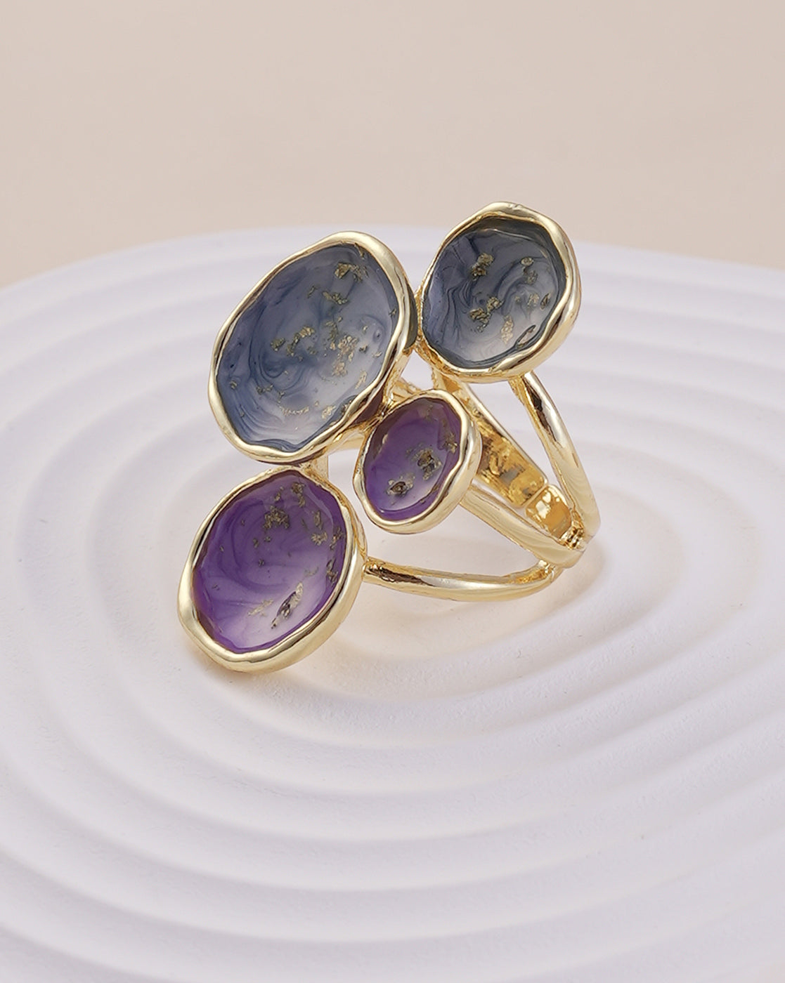 Women's Navy Blue & Amerthyst Purple Plated Ring - Sohi