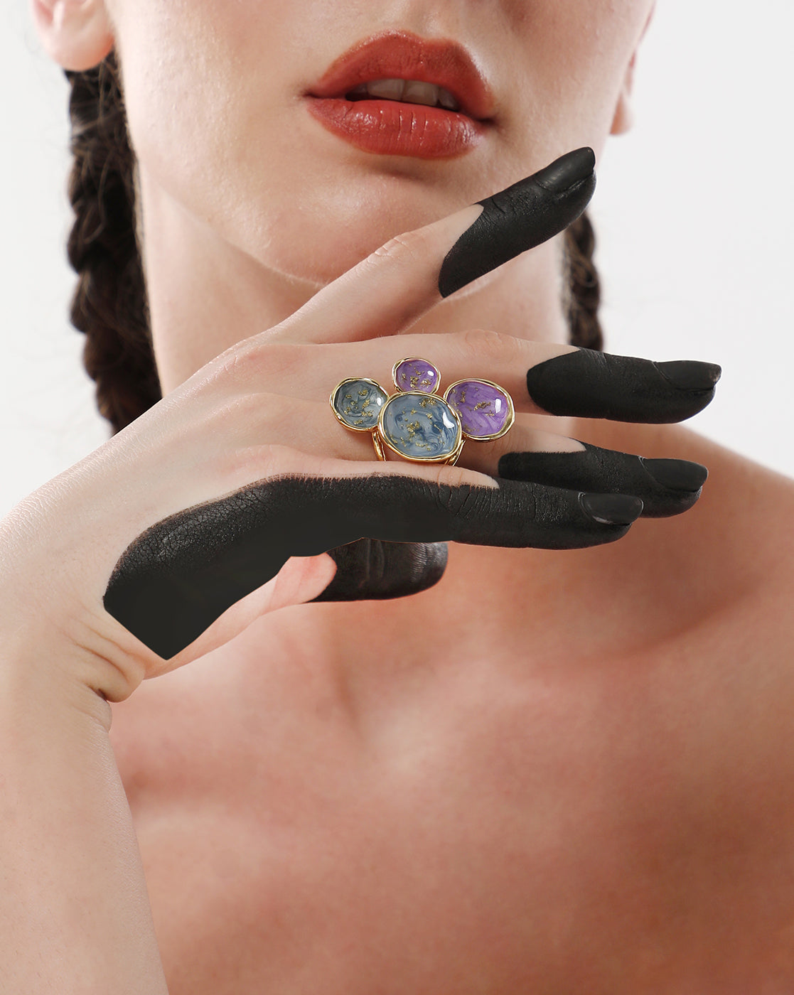 Women's Navy Blue & Amerthyst Purple Plated Ring