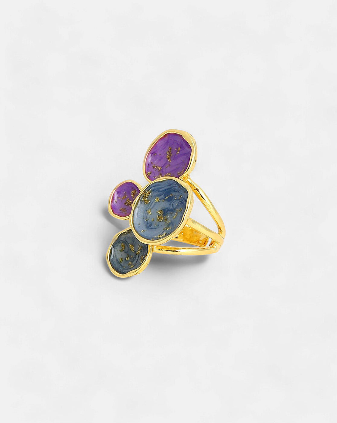 Women's Navy Blue & Amerthyst Purple Plated Ring - Sohi