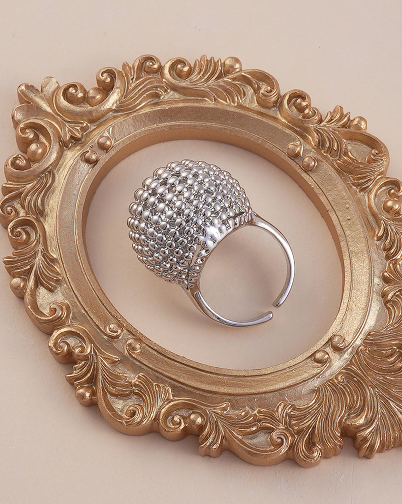 Women's Metallic Silver Plated Ring