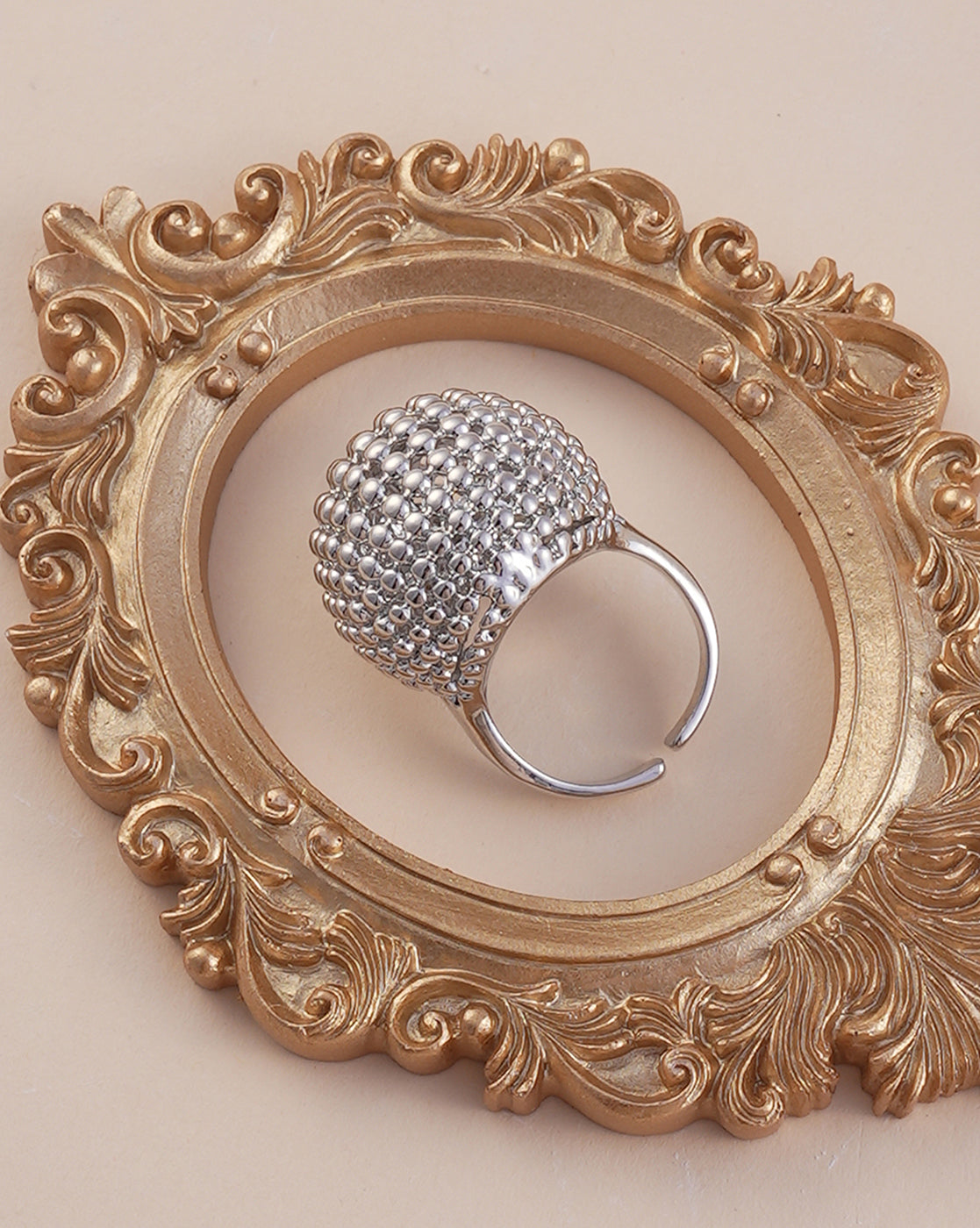 Women's Metallic Silver Plated Ring