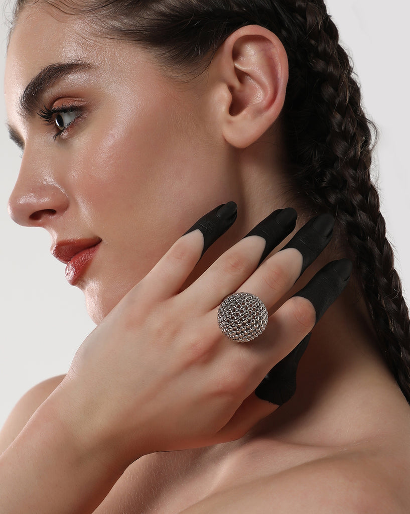 Women's Metallic Silver Plated Ring