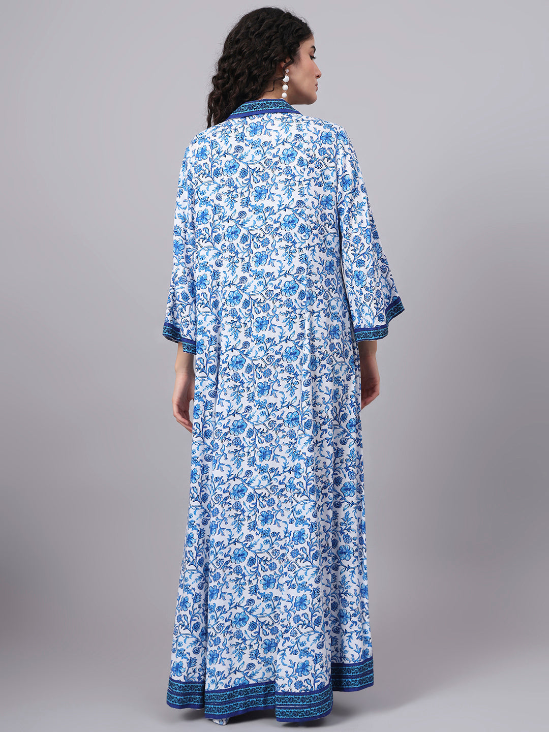 Women's Blue Printed Viscose Rayon Shrug S5000