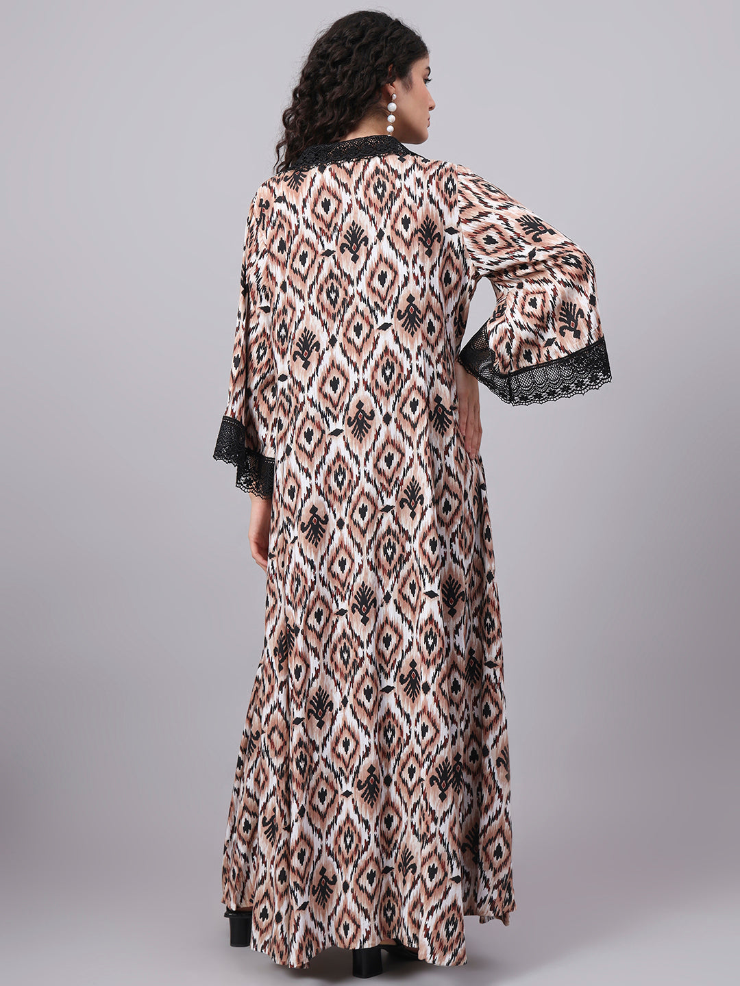 Women's Brown Color Printed Full Length Shrug S5002