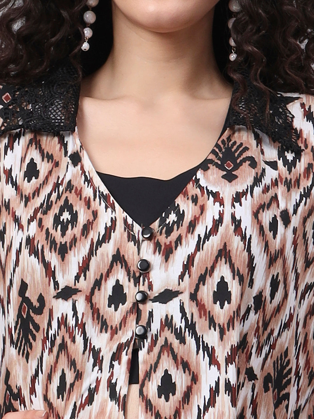 Women's Brown Color Printed Full Length Shrug S5002